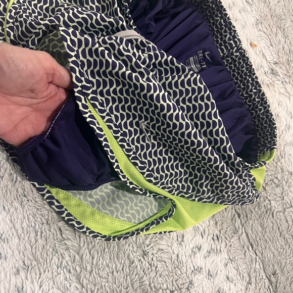 Nike Dri-Fit Women's Athletic Shorts with Dark Purple and Lime Design - Picture 6 of 6